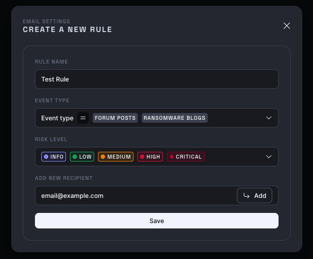 Create new rule modal